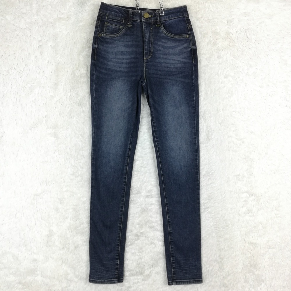Mac And Me Womens Jeans Skinny Blue Denim Whiskering Flex‎ Waist Mid Rise 0